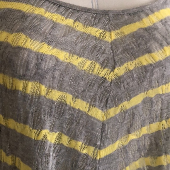 BCBG Generation Light Gray Yellow Sheer Slouchy Striped Openwork Sweater - Picture 2 of 9